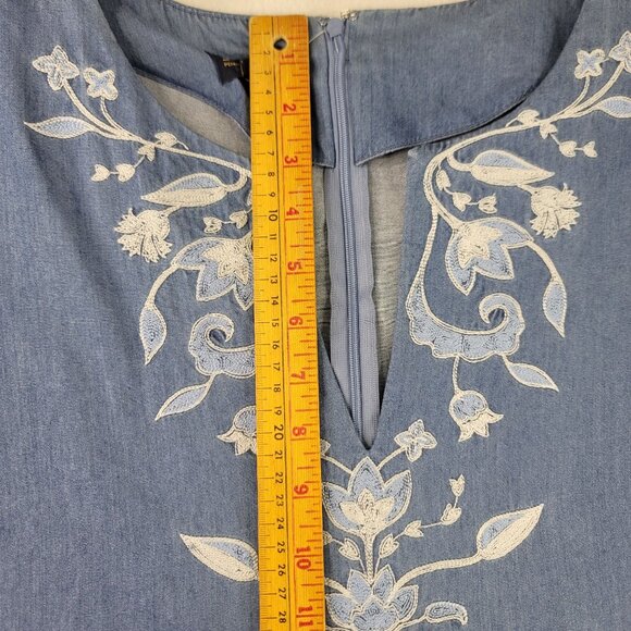 Pendleton Heritage Tala Floral Embroidered Denim Dress Size S Blue Cotton New - Picture 11 of 12